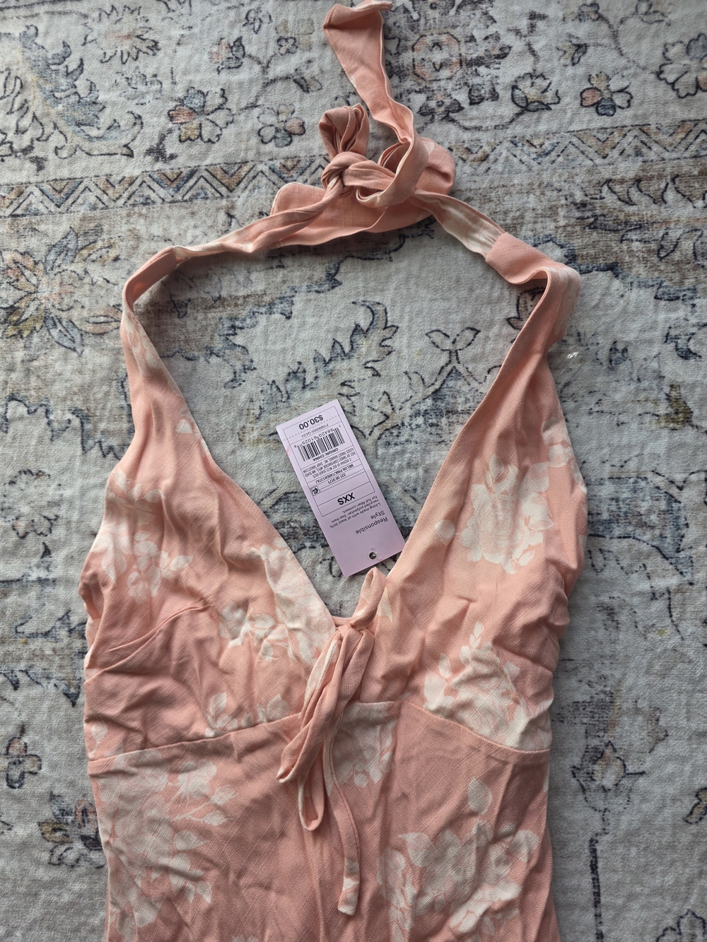 wild fable Pink Floral Backless Halter Dress